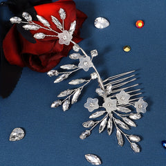 Acrylic Flower & Rhinestone Hair Comb Bridal Wedding Headwear
