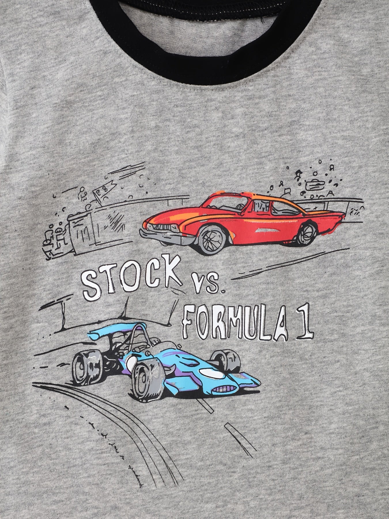 Boys Racing Cars Pajamas Set Short Sleeves Crew Neck Casual Homewear