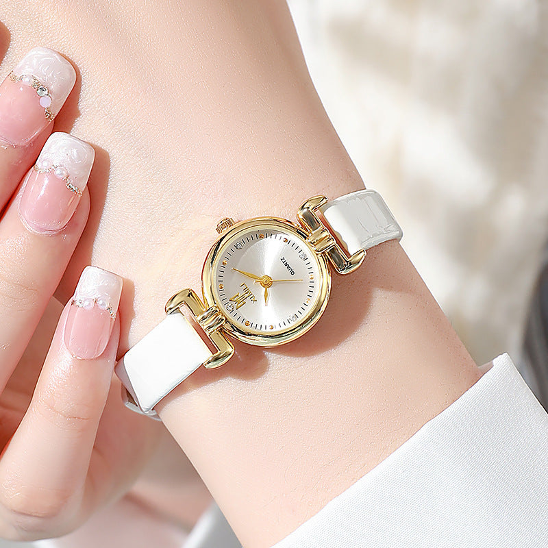6pcs PU Leather Strap Circular Dial Quartz Watch for Men and Women