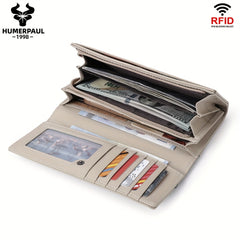 HUMERPAUL Vintage Leather RFID Wallet Classic Bi Fold Large Capacity