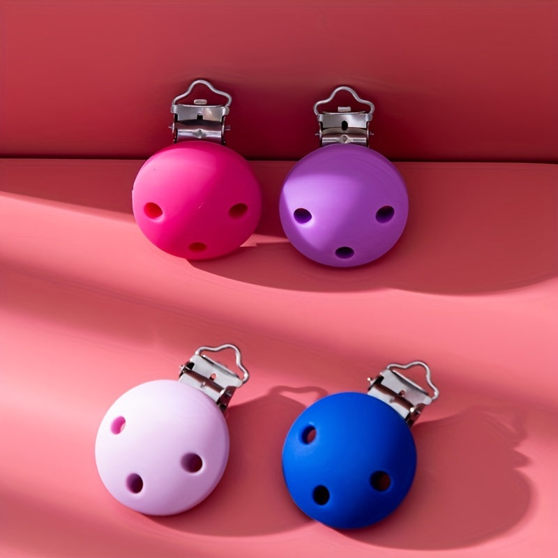 Silicone Round Head Baby Pacifier Clip with Metal Clip