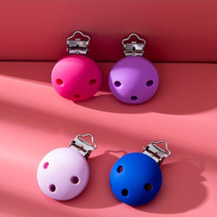 Silicone Round Head Baby Pacifier Clip with Metal Clip
