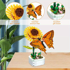 219pcs Flower Bonsai Butterfly Building Blocks Set for Living Room Bedroom