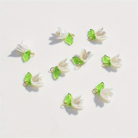 10pcs Pearl Lily Leaf Flower DIY Accessory Set