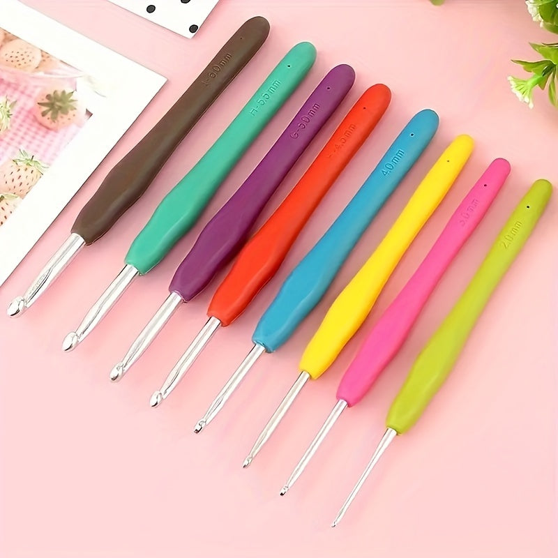 Colorful Soft Handle Crochet Hooks Ergonomic Soft Grip Crochet Needle Set