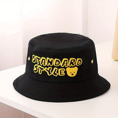 Kids Bear And Letter Graphic Bucket Hat Fisherman Hat Wide Brim Beach Basin Hat