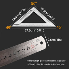 Stainless Steel Angle Ruler & Straight Edge Triangular Ruler