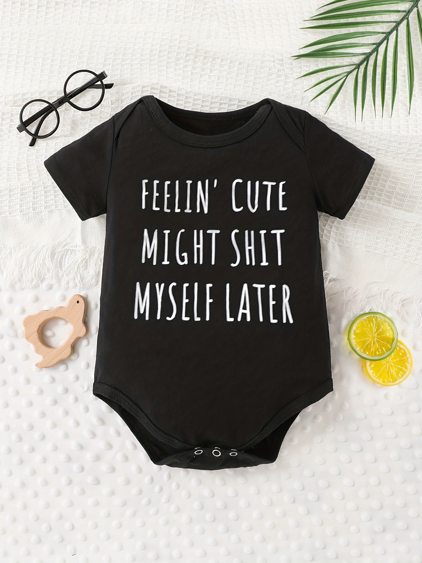 Letter Graphic Print Short Sleeve Onesie for Baby Boys and Girls