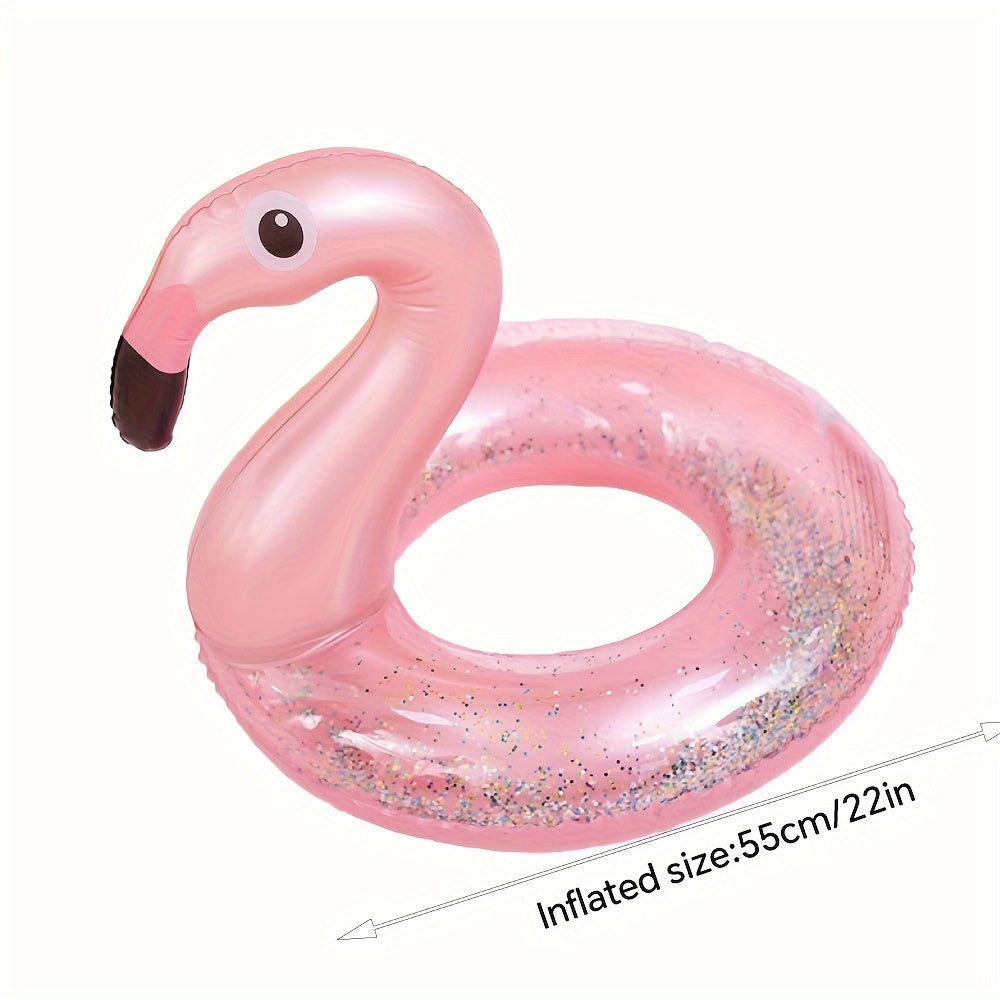 Inflatable Flamingo Pool Swimming Ring with Sequins