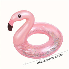Inflatable Flamingo Pool Swimming Ring with Sequins
