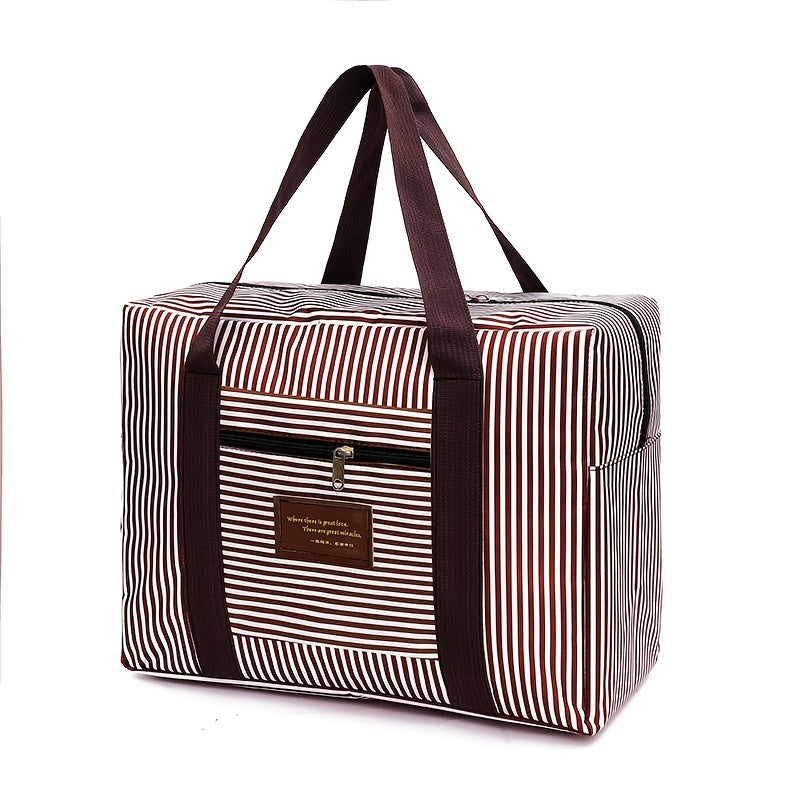 Foldable Carry On Travel Duffel Bag Lightweight Stripes Print Storage Weekender