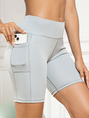 High Waisted Seamless Yoga Biker Shorts with Phone Pocket