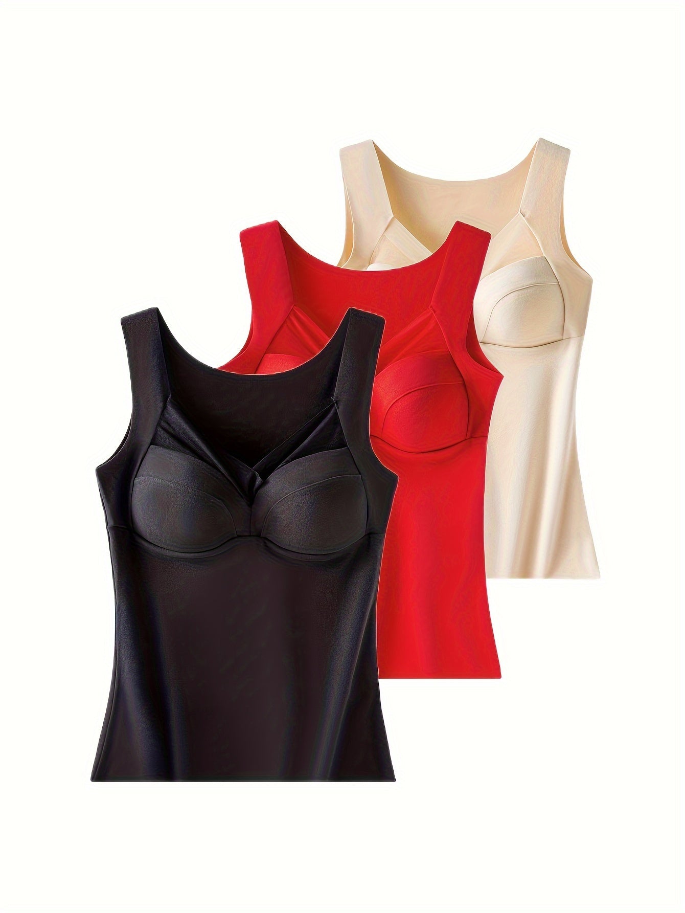 3pcs Mesh Thermal V-Neck Sleeveless Top Women's Lingerie