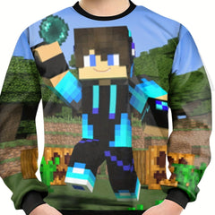 Pixel Boy Print Kid's Sweatshirt Unisex Pullover