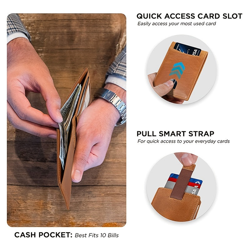 RFID Blocking Men's Credit Card Holder Leather Wallet For Men Money Clip
