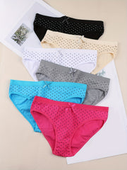 6 Pack Plus Size Bow Print Low Rise Briefs Set