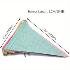 Colorful Burlap Linen Bunting Flags Birthday Party Decor