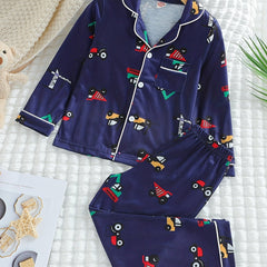 Boys Cartoon Car Print Pajama Set