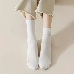 6 Pairs All-match Solid Socks Women's Stockings & Hosiery