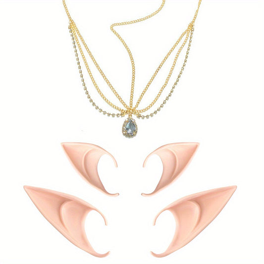 Vintage Crystal Elf Ears Headpiece Set
