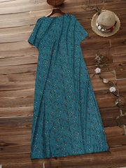 Short Sleeve Nipped Waist Maxi Dress