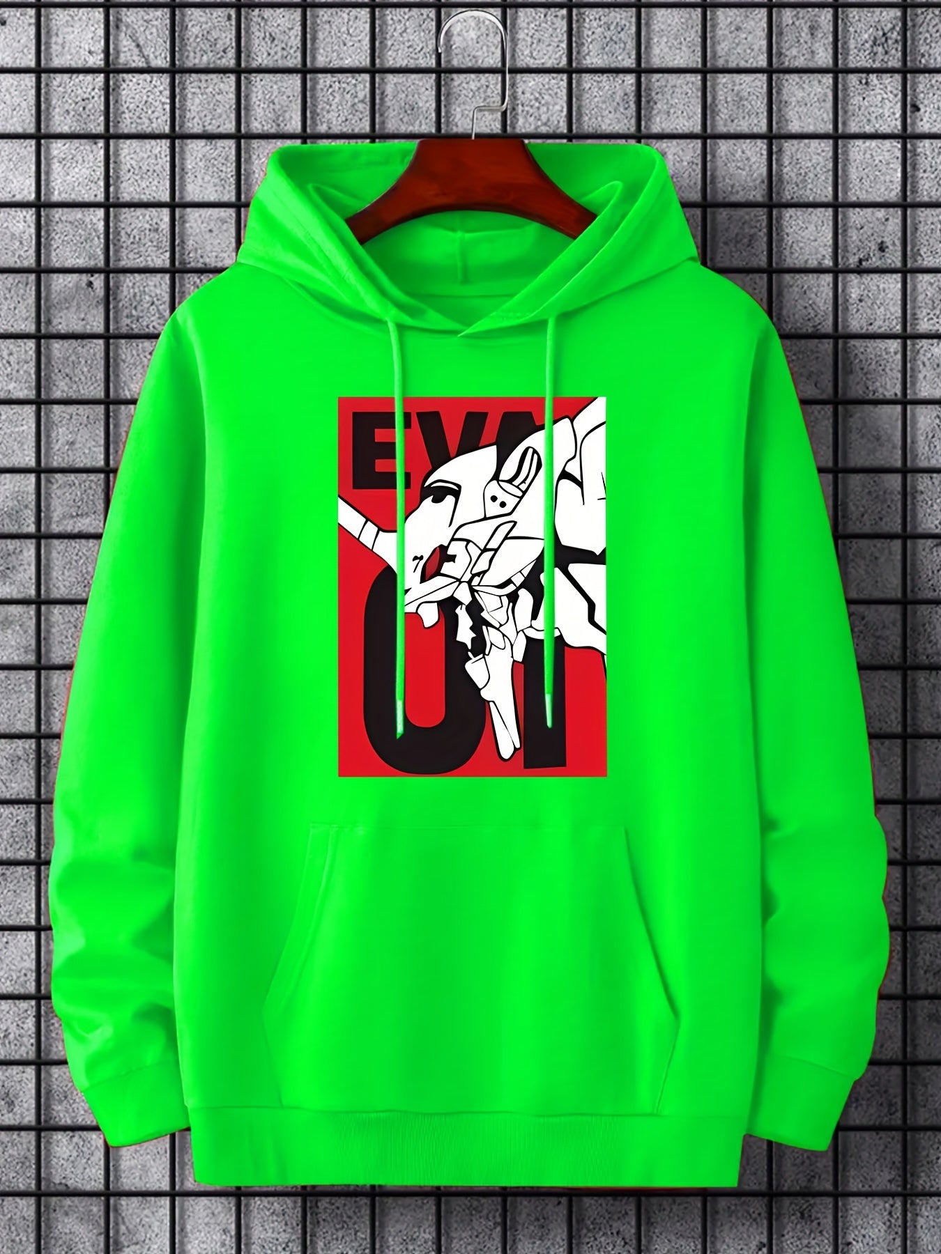 Men's Casual Mechanical Monster Print Hooded Sweatshirt