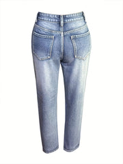 American Flag Patchwork Jeans Distressed Denim Pants