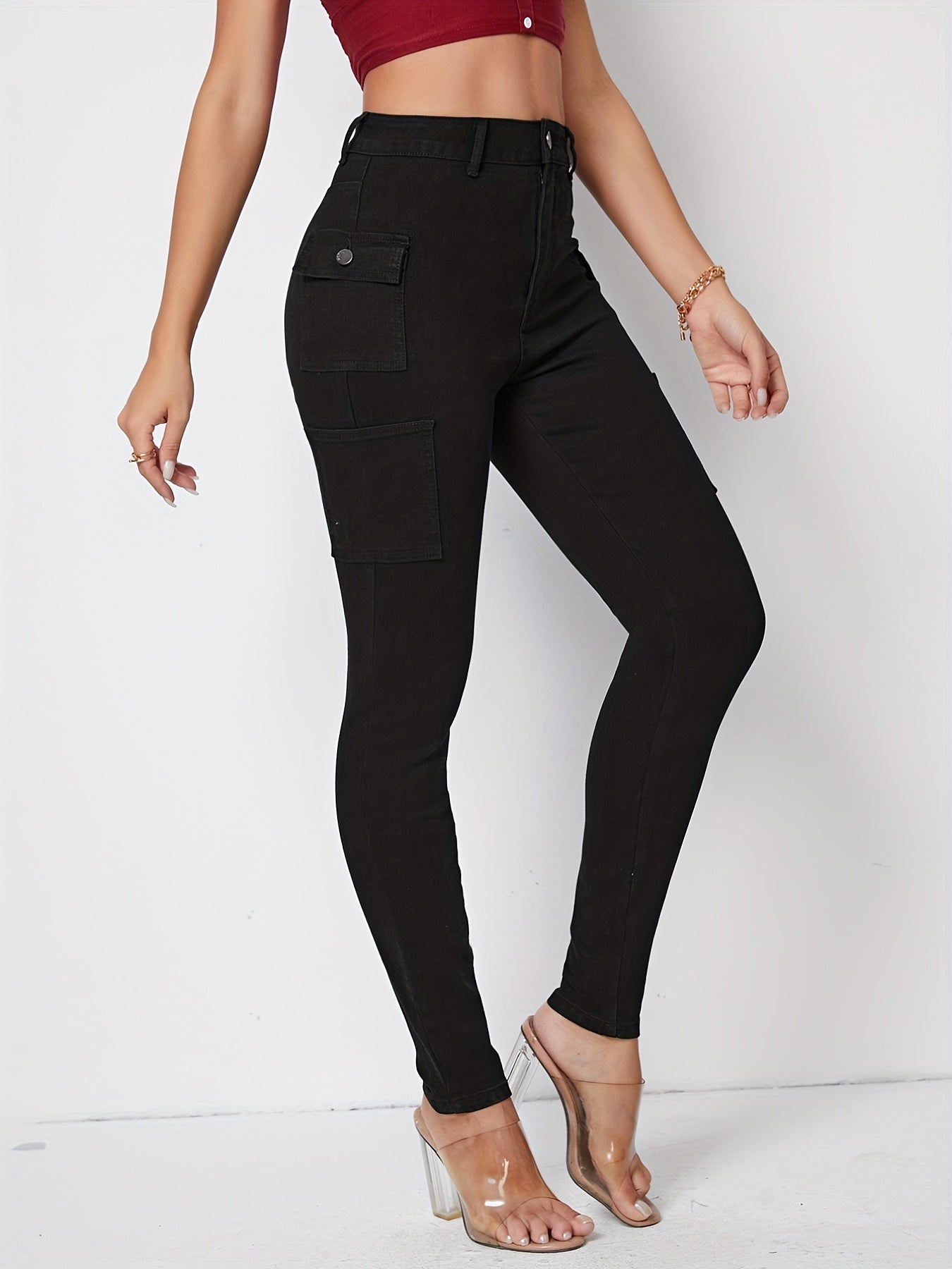 High Stretch Cargo Denim Pants Y2K & Kpop Style