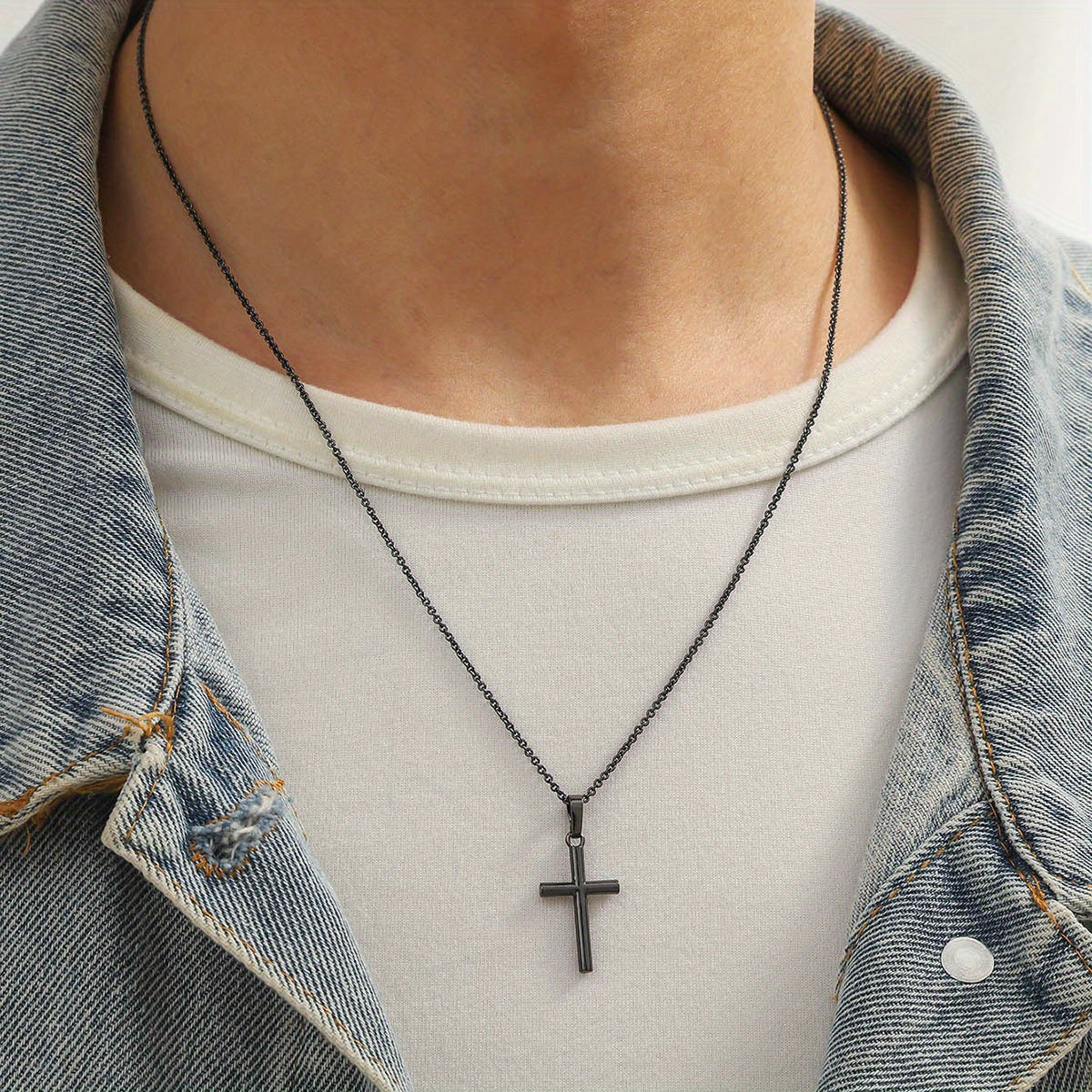 European/American Style Men's Cross Pendant Necklace - Initial Gift Decoration
