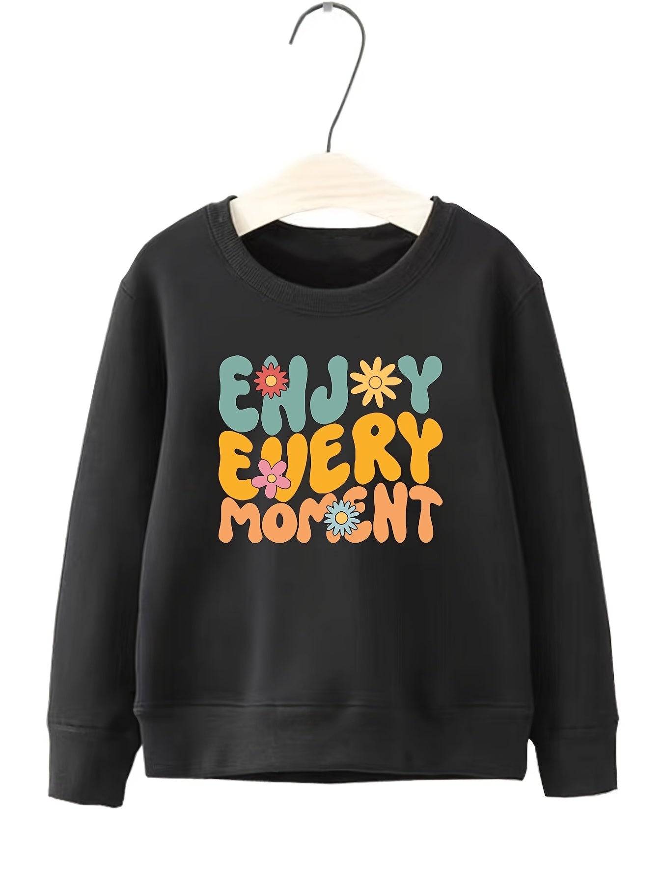 Cartoon 'Enjoy Every Moment' Pattern Sweatshirt For Girls