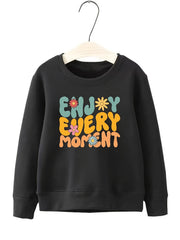 Cartoon 'Enjoy Every Moment' Pattern Sweatshirt For Girls