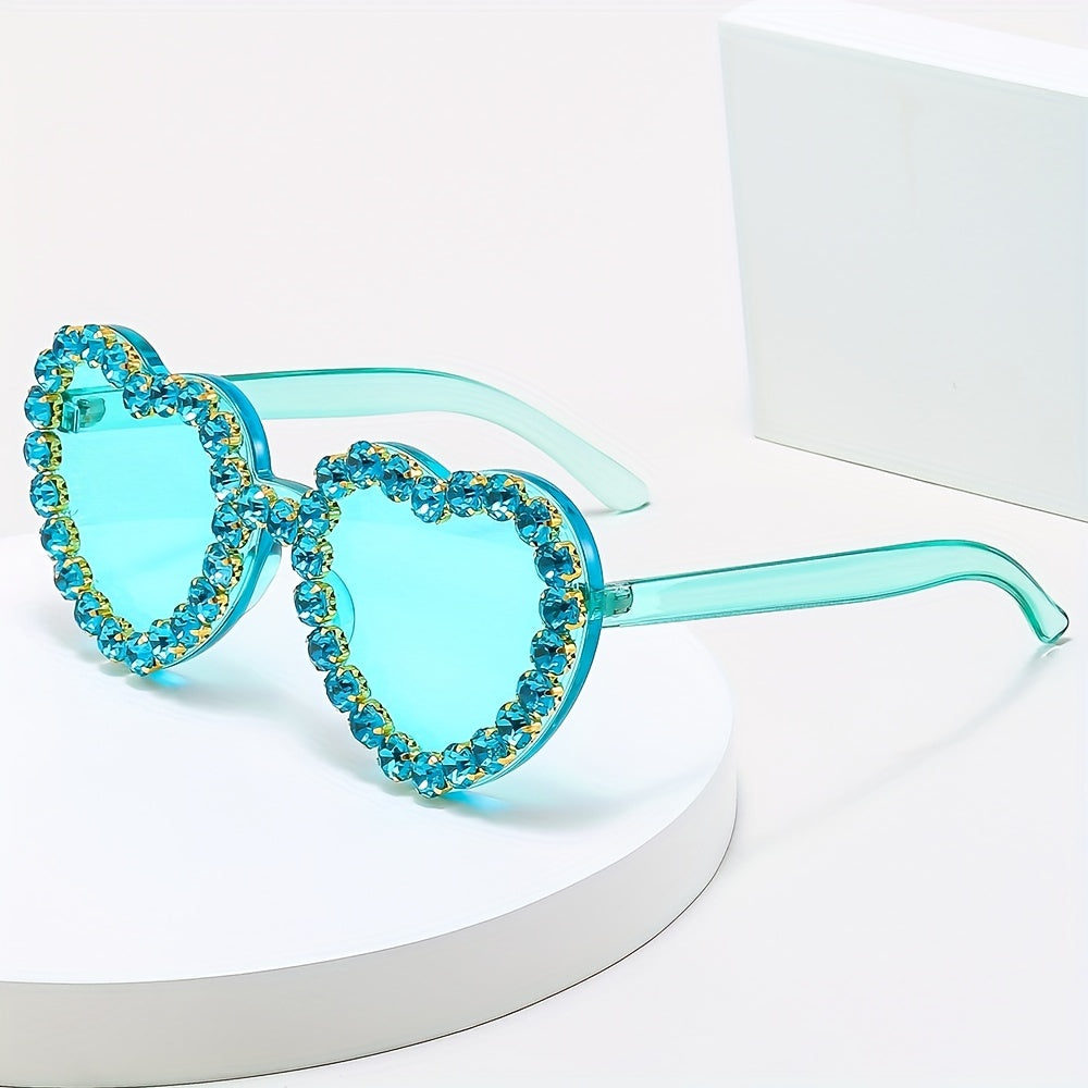 Y2K Heart Sunglasses Rhinestone Candy Glasses UV400