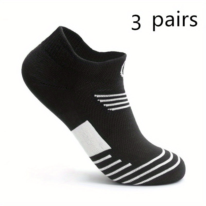 3 Pairs Men's Casual Breathable Anti-slip Ankle Socks for Outdoor Sports