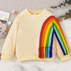 Kids Stylish Rainbow Print Sweatshirt Baby Boys Girls Pullover