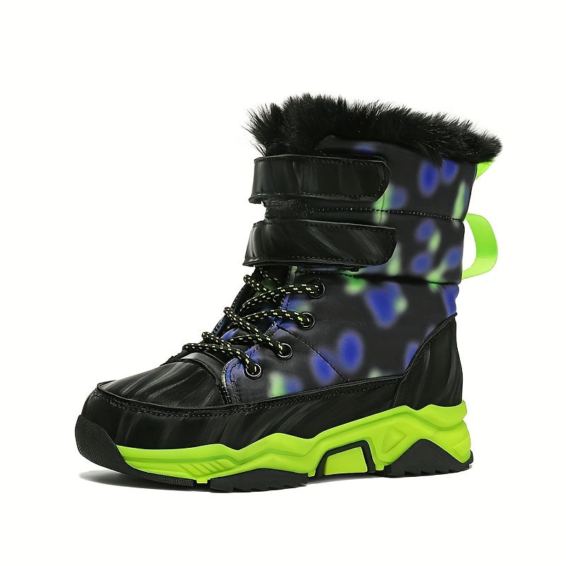 Boy's High Top Snow Boots Warm Fleece Cozy Ankle Boots
