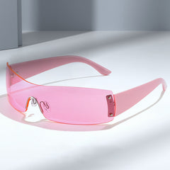 Y2K Sunglasses Oversized Wrap Around Frameless Sun Glasses