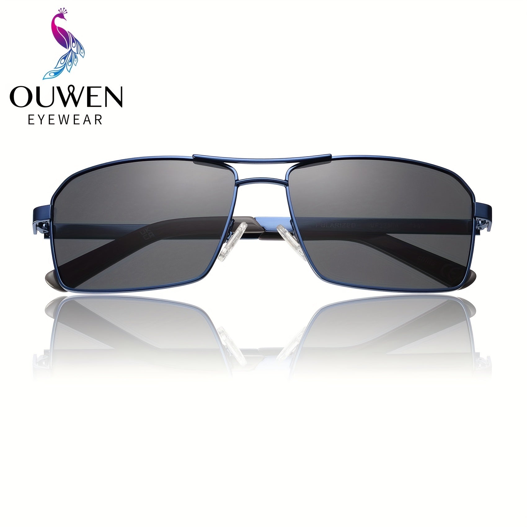 OUWEN Vintage Rectangular Frame Polarized Aviator Sunglasses For Men