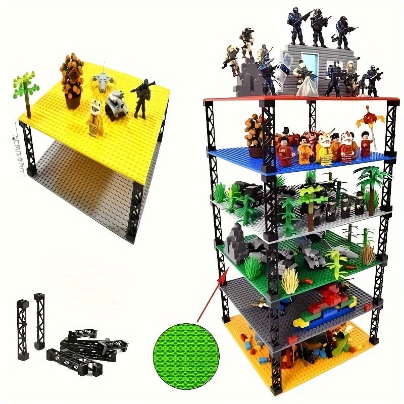 Tech Building Blocks Set with 2x10 Column Train Track Support