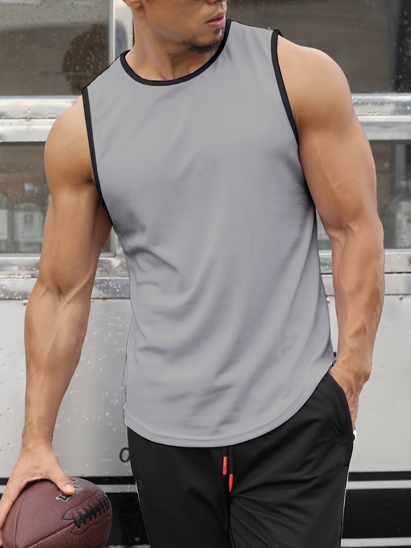 Men's Solid Tank Top Casual Comfy Vest For Summer Gym Workout