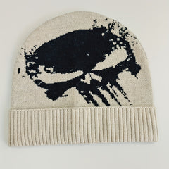 Ghost Face Jacquard Beanie Y2K Elastic Knit Hat Gothic Lightweight Skull Hat