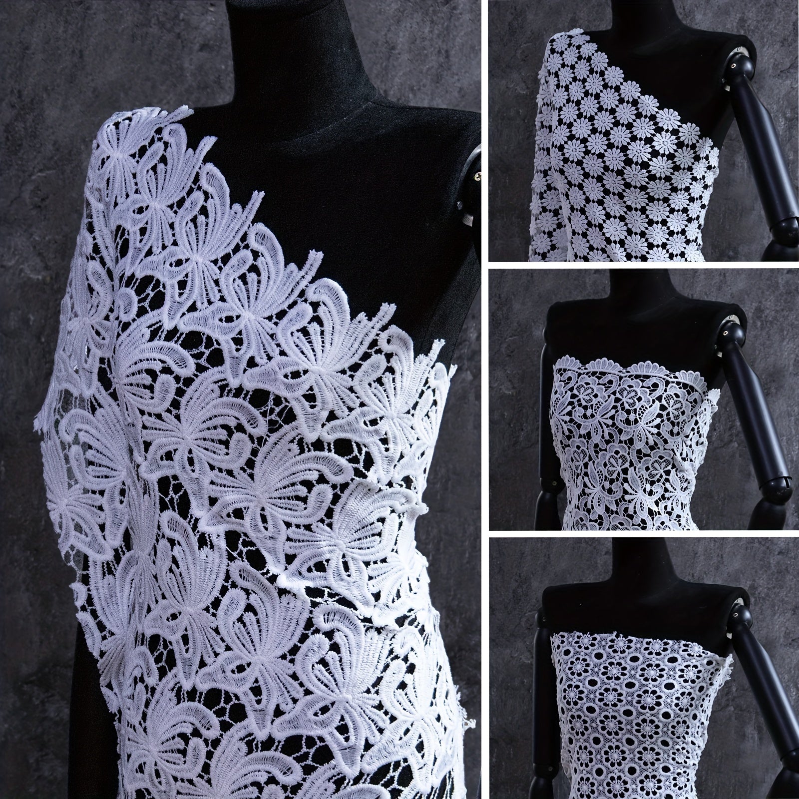 Hollow Flower Fabric Cheongsam Wedding Dress Veil DIY Fabric