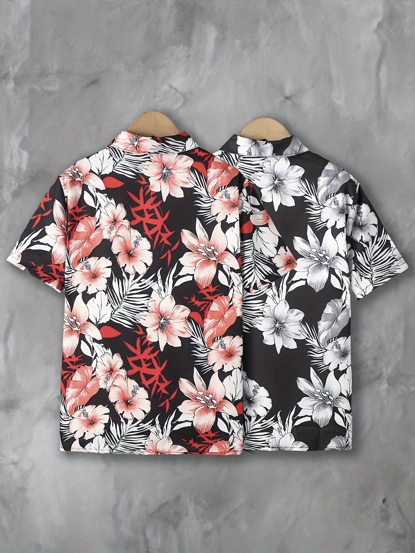 Tropical Floral & Leaf Print Boys Casual Short Sleeve Shirt