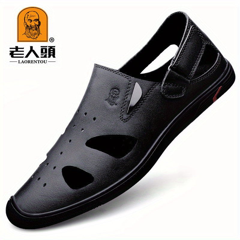 Men's Leather Hiking Sandals Non Slip Outdoor Beach Water Shoes