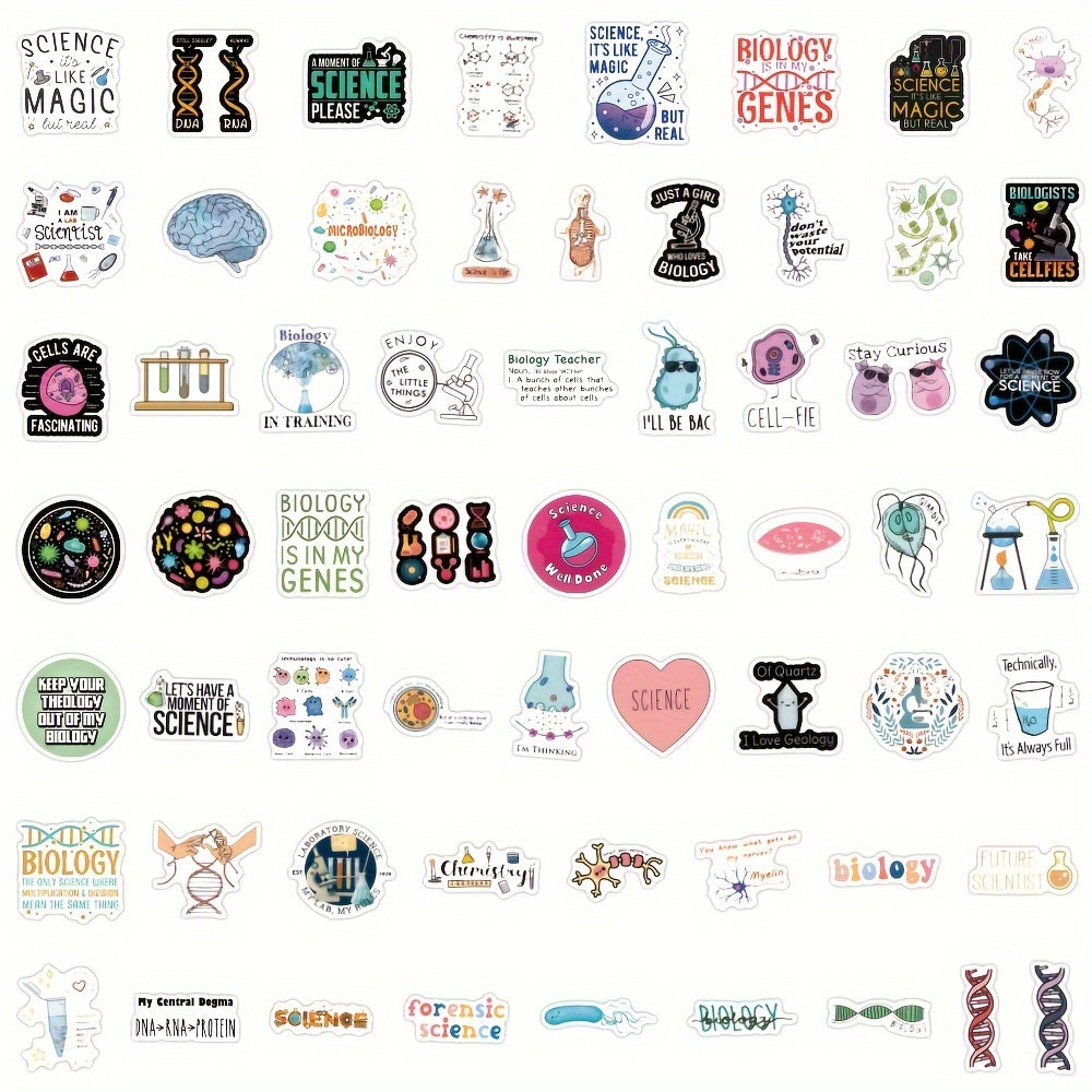 60pcs Biology Vinyl Waterproof Stickers Scrapbook Journal Laptop Bumper