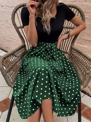 Polka Dot Print Dress Casual Short Sleeve Women's Clothing