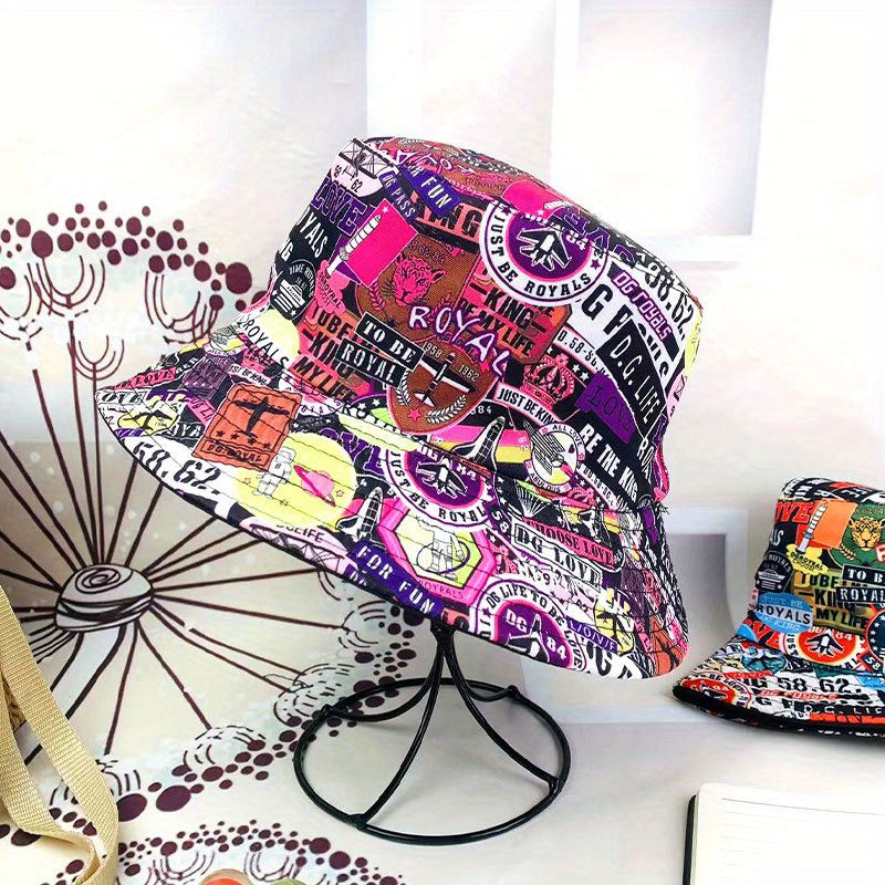 Graffiti Bucket Hat Men's Women's Double-sided Foldable Sun Hat