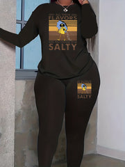 Women's Plus Size Cartoon Figure Tee & Leggings Outfit Set