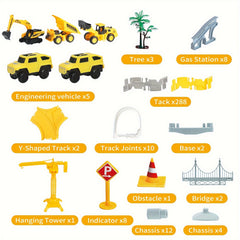 346pcs City Rail Engineering Vehicles DIY Construction Vehicle Set Toys