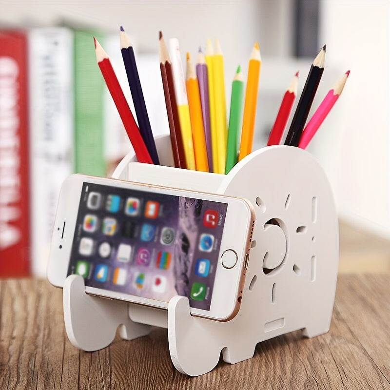 Elephant Desk Organizer Phone Stand Pen Holder Home Office Decor