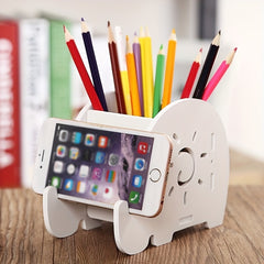 Elephant Desk Organizer Phone Stand Pen Holder Home Office Decor